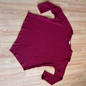 Umgee Deep Red Textured Knit Top